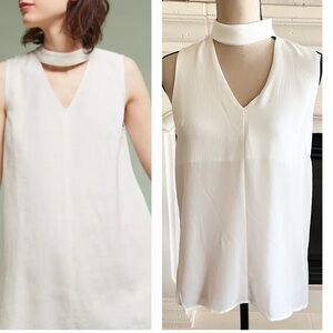 Anthropologie The Impeccable Pig Cream/White Chocker V-Neck  Sleeveless Top S